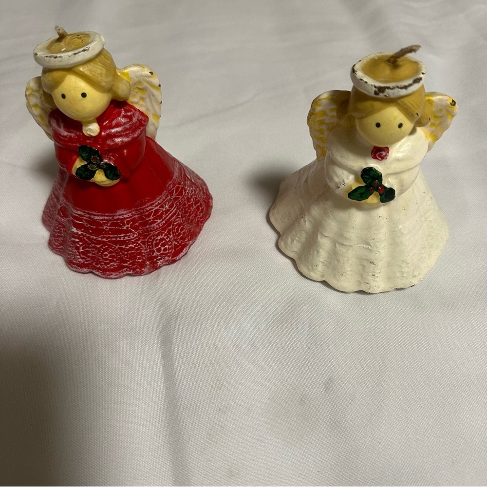 Charming Angel Candles in Red and White vintage  new without tags